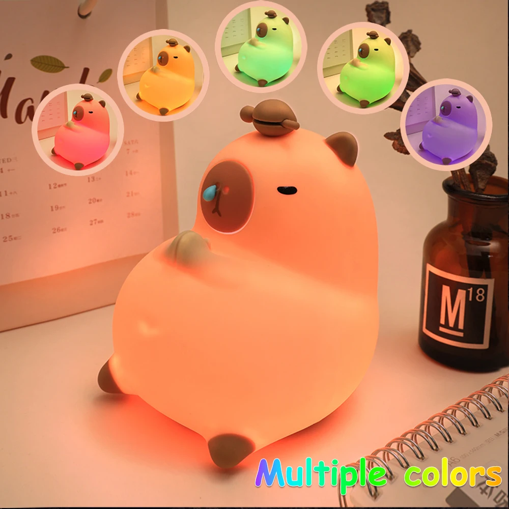 Veilleuse Enfant Capybara En Silicone - Tactile Et Dimmable - CPBR-01