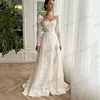 Exquisite Wedding Dresses A-Line Bridal Gowns Lace Appliques Full Sleeves Square Robes Glamorous Vestidos De Novia Customized 1