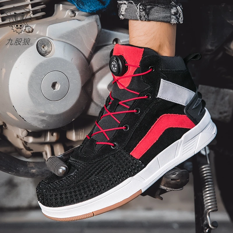 Motorcycle Boots Casual Shoes Ultrafine Fiber Leather Motorcycle Cross-country Riding Boots Riding Shoes Summer