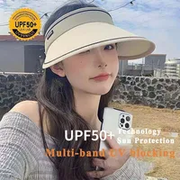 Empty Top Women's Beach Visor Caps For Women Wide Brim Golf Hat Men UV Protection Foldable Men's Summer Hats With Large Brim Cap 4