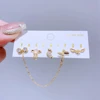5pcs/set Mixed Cartoon Stud Earrings Gold Color Plated Cubic Zirconia Crystal Women Girls Jewellery 3