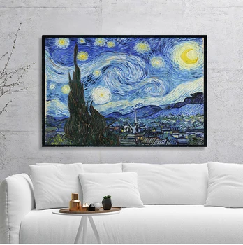 Starry Night by Vincent Van Gogh Famous Artist Art Print  Wall Picture Canvas Oil Painting Home Wall Decor