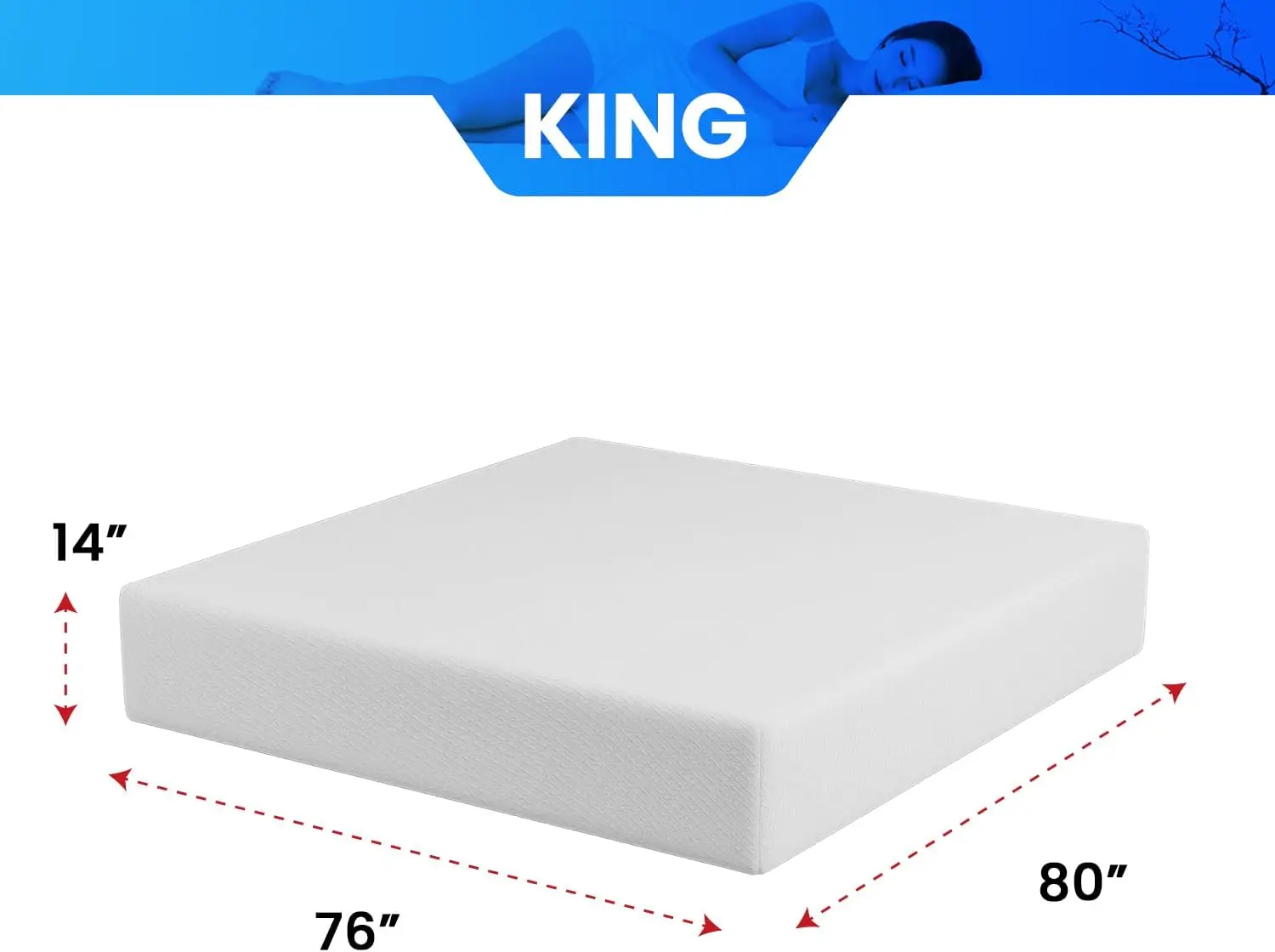14 Inch King Gel Memory Foam Medium-Firm Mattress/Fiberglass Free/CertiPUR-US Certified/Bed-in-a-Box/Cool Sleep & Comfy Support, 2