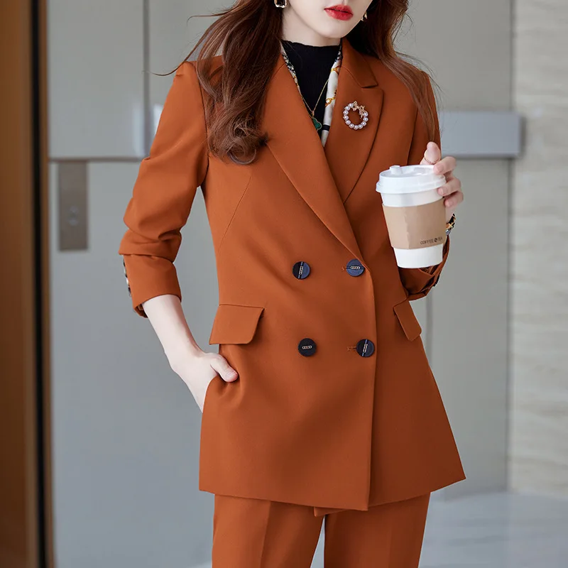

Women Business Suits with Pants and Jackets Coat OL Styles High Quality Fabric Ladies Professional Blazer Pantsuits Trousers Set