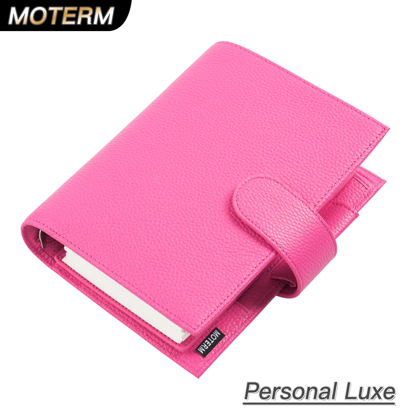 Moterm Luxe 2.0 Personal Size Planner with 30 MM Rings Binder Genuine Pebbled Grain Leather Notebook Diary Agenda Organizer