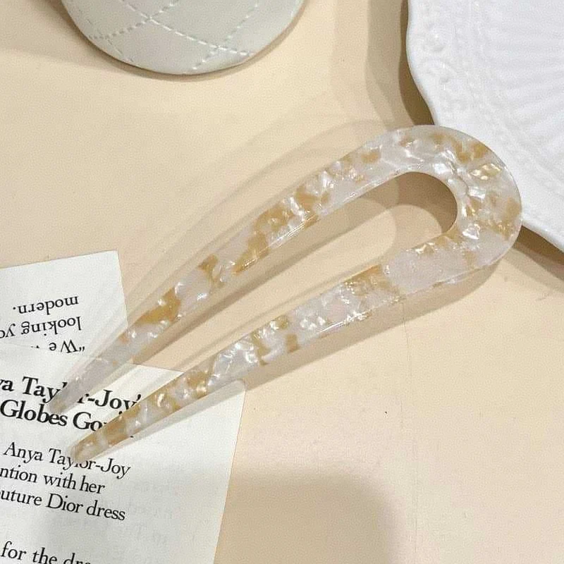 2 STÜCK 2025 Neue U-förmige Haarstab Vintage Französische Haarnadel Frauen Acetat Haarschmuck DIY Retro Frisur Werkzeug Neue Haarspangen – Detail 8