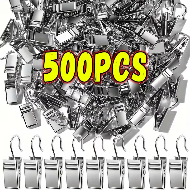 10-500pcs Stainless Steel Curtain Clips Window Curtain Hook Clips Drapery Hooks Replacement Hanging Display Photos Drapes Clamp