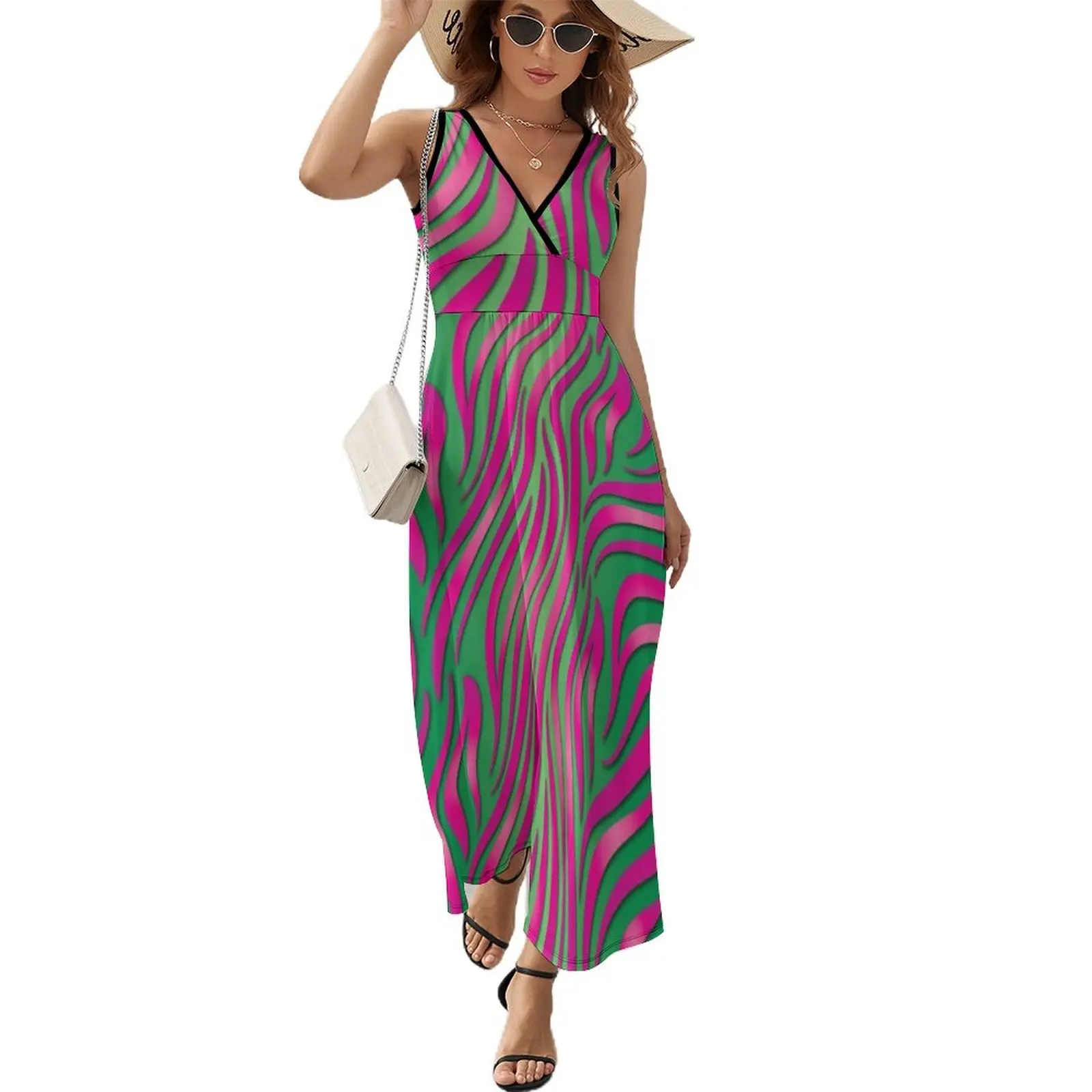 

Pink and Green Hot Sleeveless Dress dresses for womens summer women's dress 2023