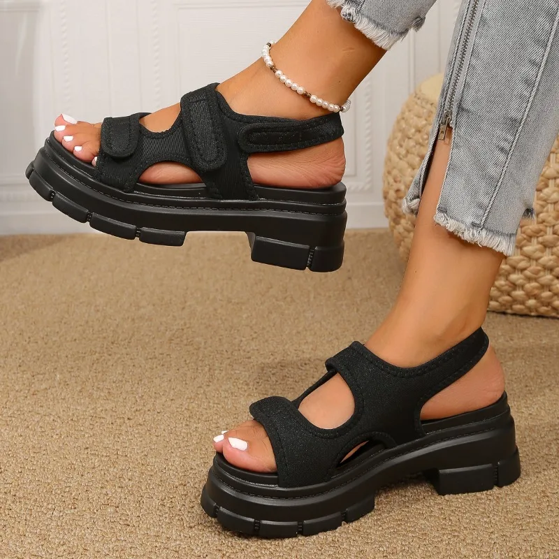 Women Shoes Plus Size Summer New Platform One Pedal Women's Sandals Outdoor Open Toe Rome Solid Female Casual Beach Sandalias
