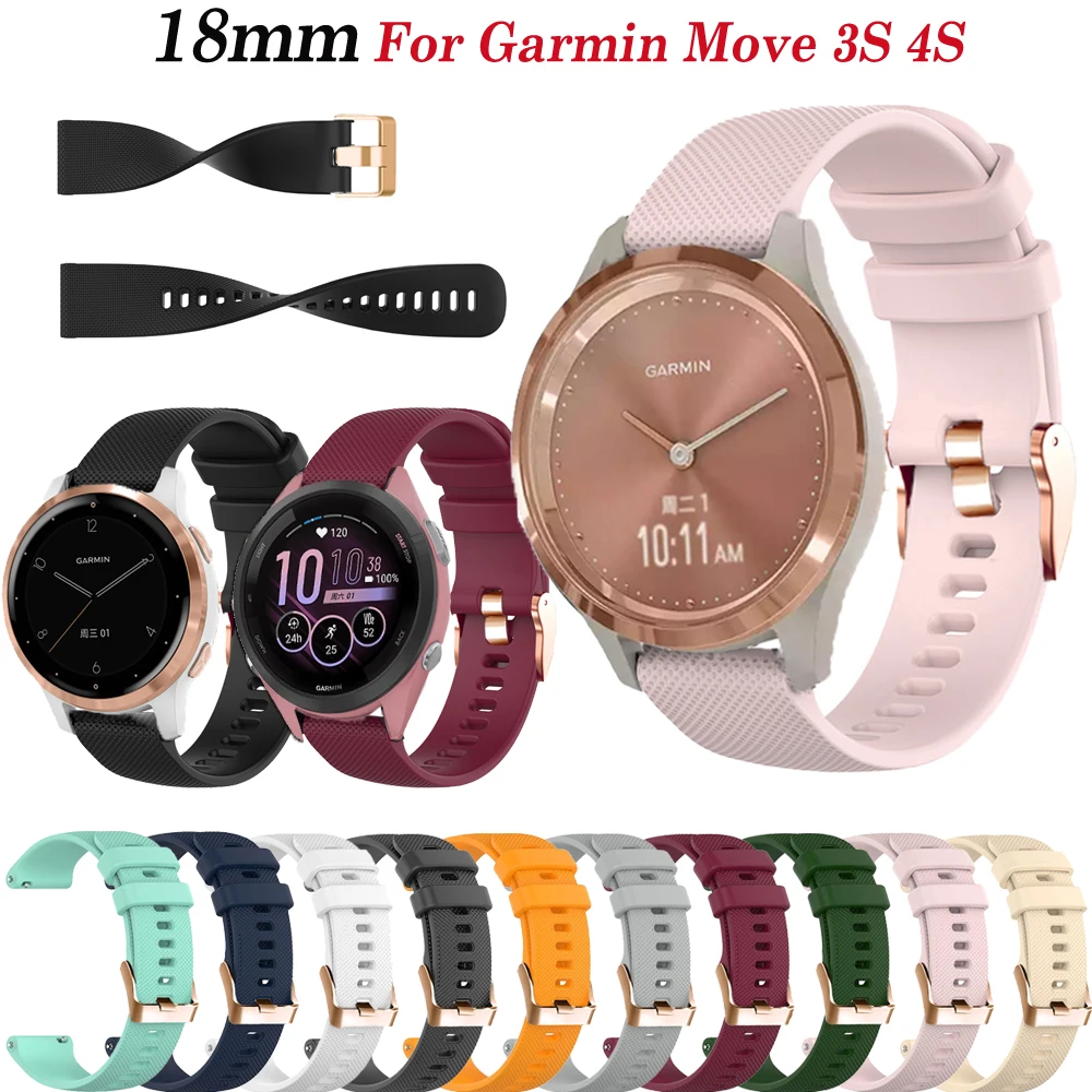 

Bracelet 18mm Smart Watch Strap For Garmin Venu 2S/Vivomove 3S 4S/Move 3S Belt Silicone Watchband Forerunner 255S 265S Wristband
