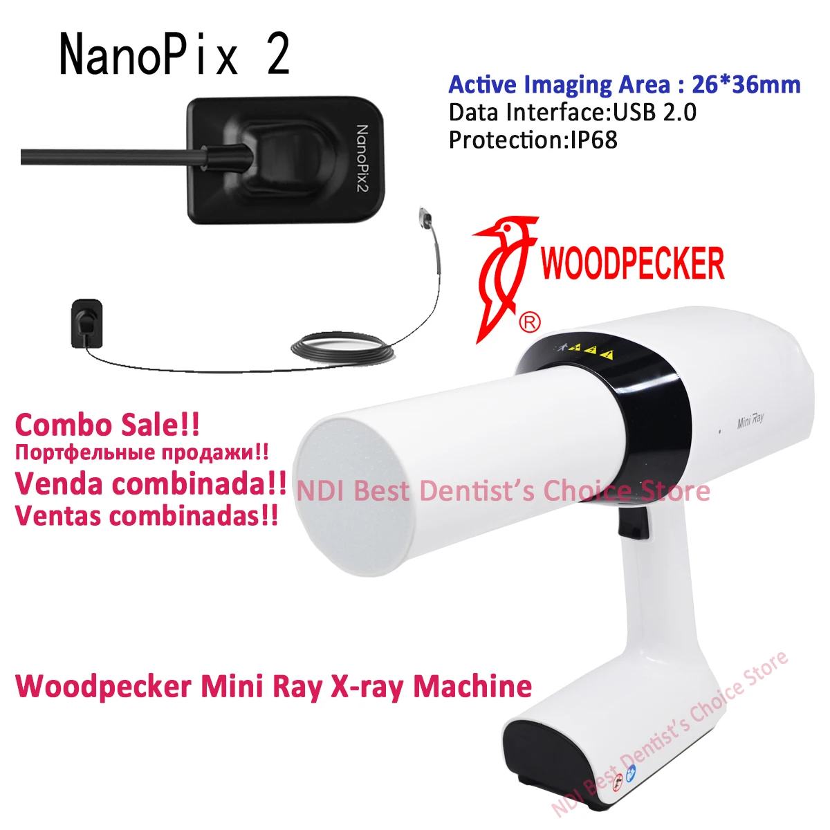 

CE Approved Handheld Dental X-Ray Machine Nanopix2 Sensor Combo Sale Ray98 Woodpecke for USA Brazil Mexico Russia Dental Imaging