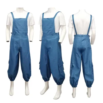 Anime Angels of Death Cosplay Costume Eddie Blue Rompers T-Shirt Repairman Uniform Edward Mason Suspenders Halloween Party Suit