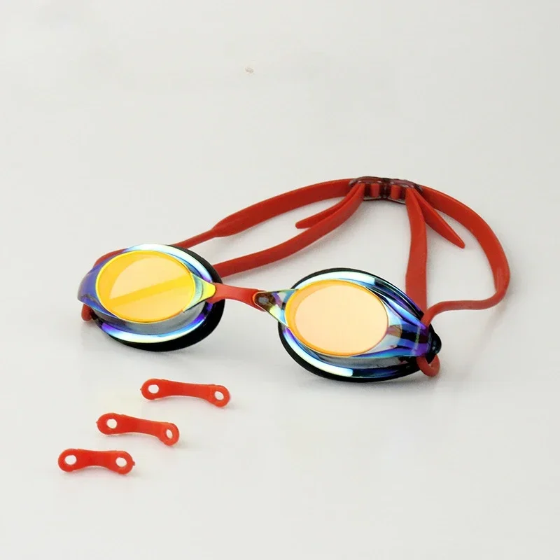 Race  Swimming Goggles Colorful Anti-fog Waterproof Optical Glasses Competive Swim Mask with replaceable nose bridge frames 6