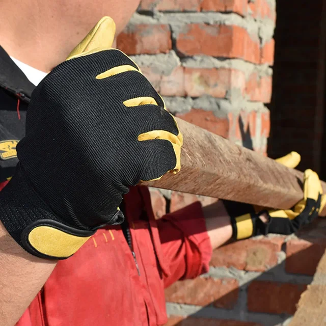 Cowhide Leather Work Gloves Safety Protection Labour Garden Motorcycle Sports Driver Workers Work Welding Wear-resistant Gloves 2