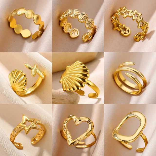 Bagues en acier inoxydable 316L pour femmes, couleur or réglable, petite étoile ouverte, bijoux féminins, cadeaux de mariage, nouvelle tendance