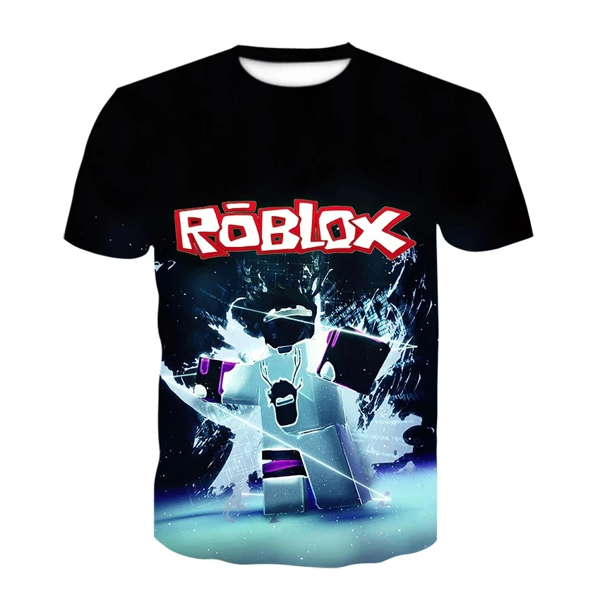 Camiseta esportiva infantil Roblox impressão 3D, blusa de manga