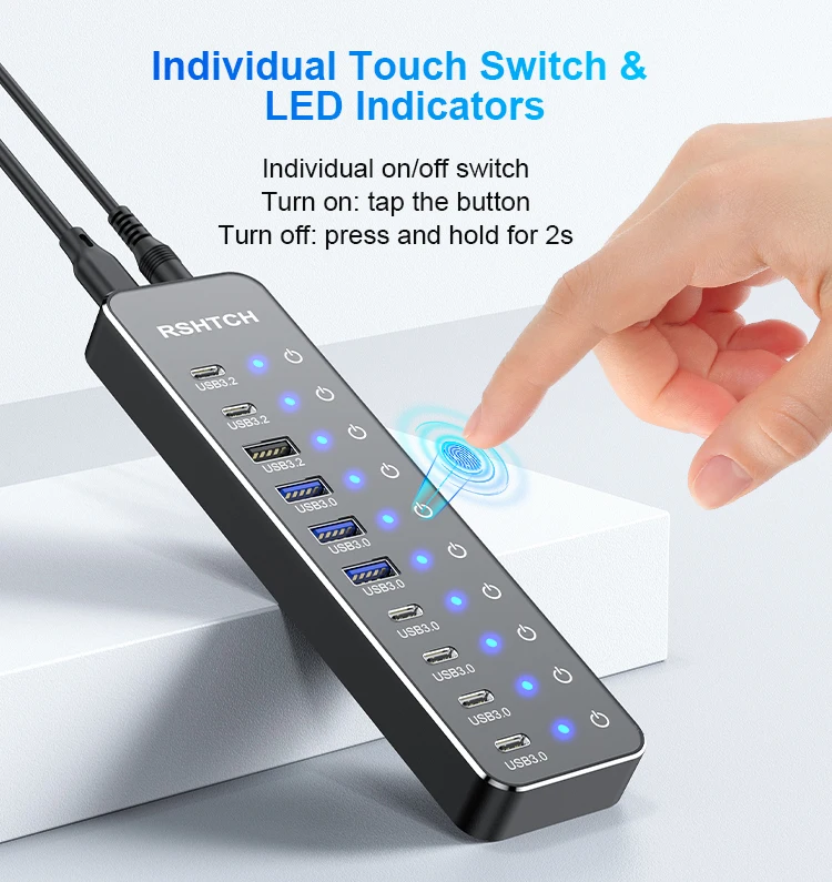 Rshtech 10-in-1 Usb C Hub 10gbps Multiport Docking Station_voghion.com