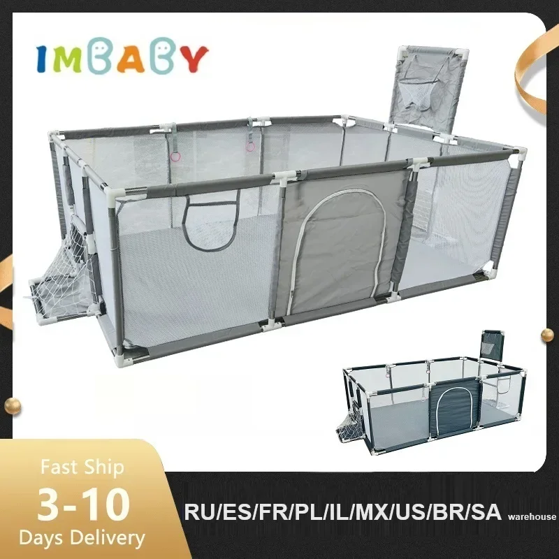 Детский манеж IMBABY, комнатные Детские барьеры, барьеры для безопасности, баскетбольный Спорт для детей, большие парки для детей, забор