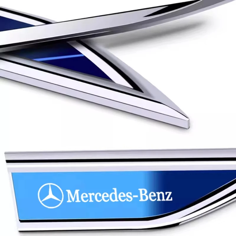메르세데스 벤츠 MB AMG W204 W205 W203 W211 W212 W213 W201 W210 W124 W169 자동차 펜더 측면 데칼용 금속 자동차 스티커 배지 2개