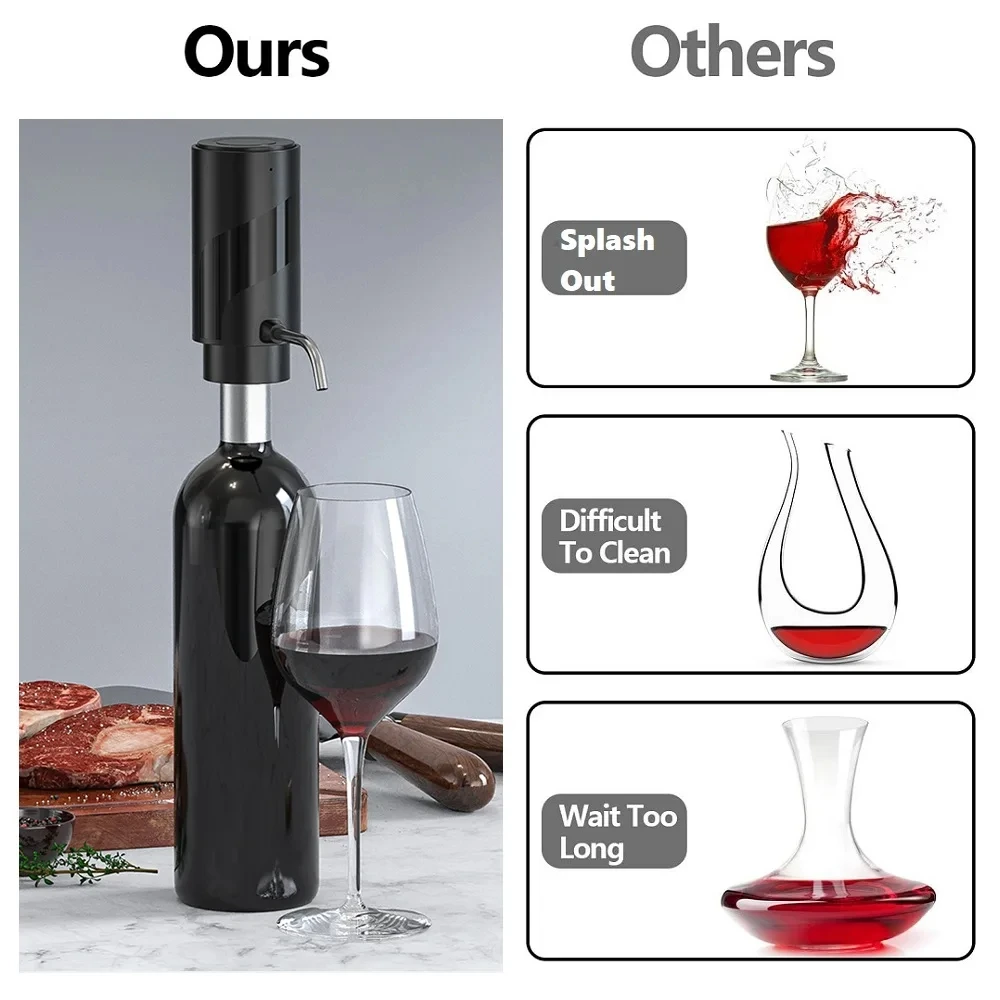 Rechargeable Electric Wine Aerator Dispenser Automatic Wine Decanter Intelligent Electric Dispenser Party Kitchen Tool Gift wine aerator pourer,wine aerator decanter