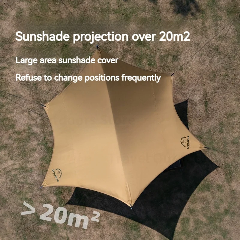 3F UL GEAR Camping Canopy 210D Titanium Black Butterfly Vinyl Awning Sun Shelter Thickened Oxford Cloth Outdoor Waterproof Tarp
