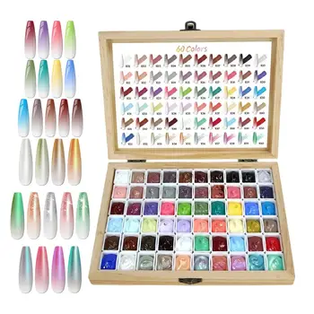 60 colori di gel per unghie senza bisogno di pulizia, altamente pigmentato, per uso domestico, viaggi, dormitori, saloni, per donne, ragazze e principianti.