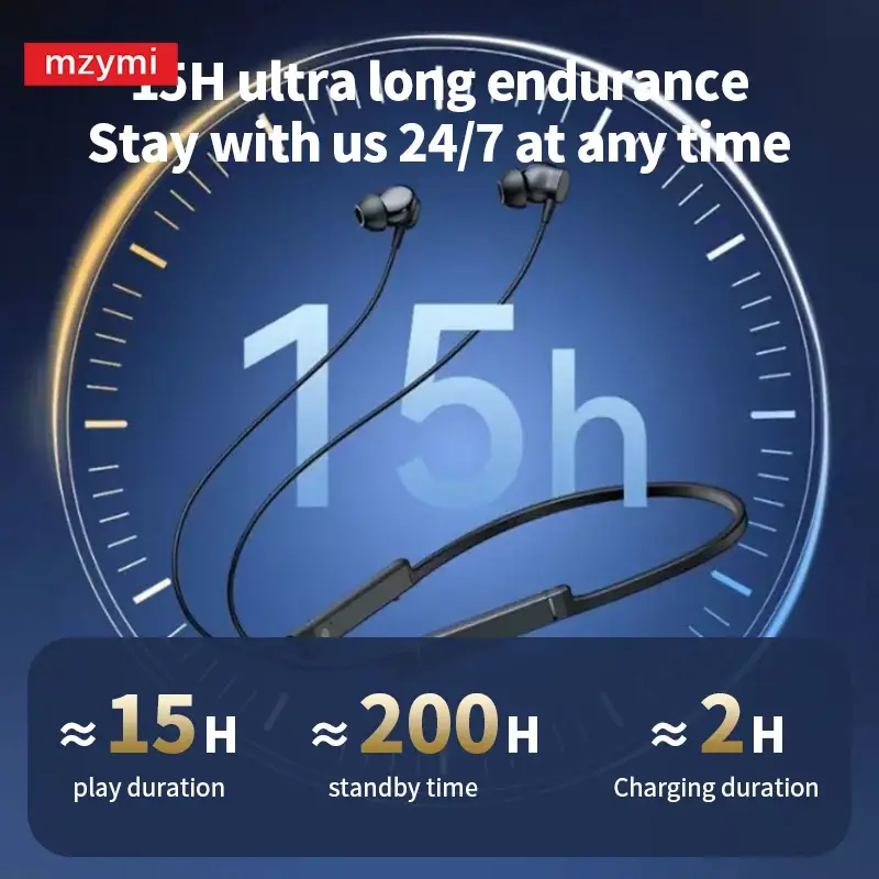 MZYMI BS09 Neckband Bluetooth5.3 Headset Hifi Sound Sport Earbuds In Ear Headphones TWS Wireless Earphones Waterproof For XIAOMI - Image 6