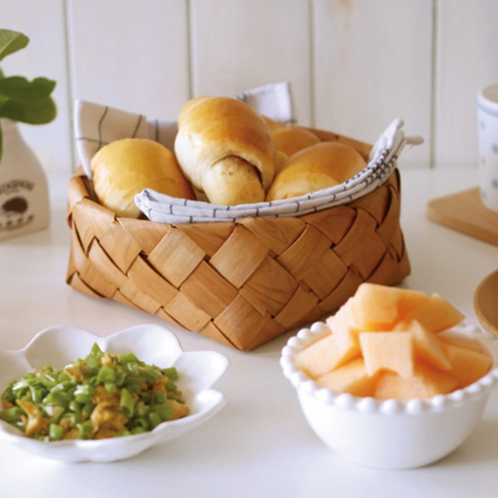 A Variety Of Styles To Choose From Natural Wood Chips Hand Woven Basket Bread Fruit Storage Basket Kitchen Storage Basket 1