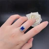 Genuine 18K White Gold Rings Female 2CT Rectangle Sapphire Diamond Wedding Rings For Women Beautiful Birthday Jewelry 2
