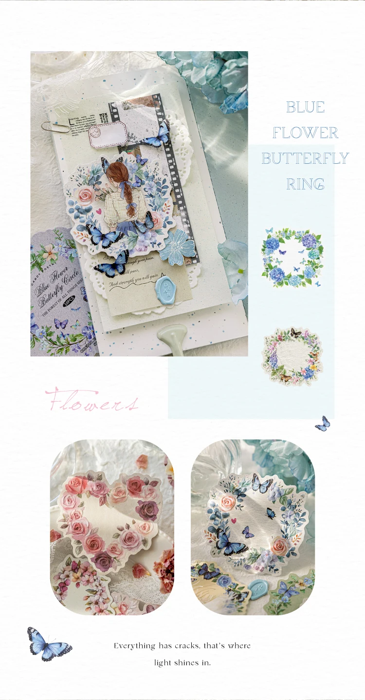 JIANQI 10-teiliges Vintage-Blumenkranz-Aufkleberpaket, dekoratives Scrapbooking-Tagebuch, Album, handgefertigtes Junk-Tagebuch-Zubehör – Detail 16