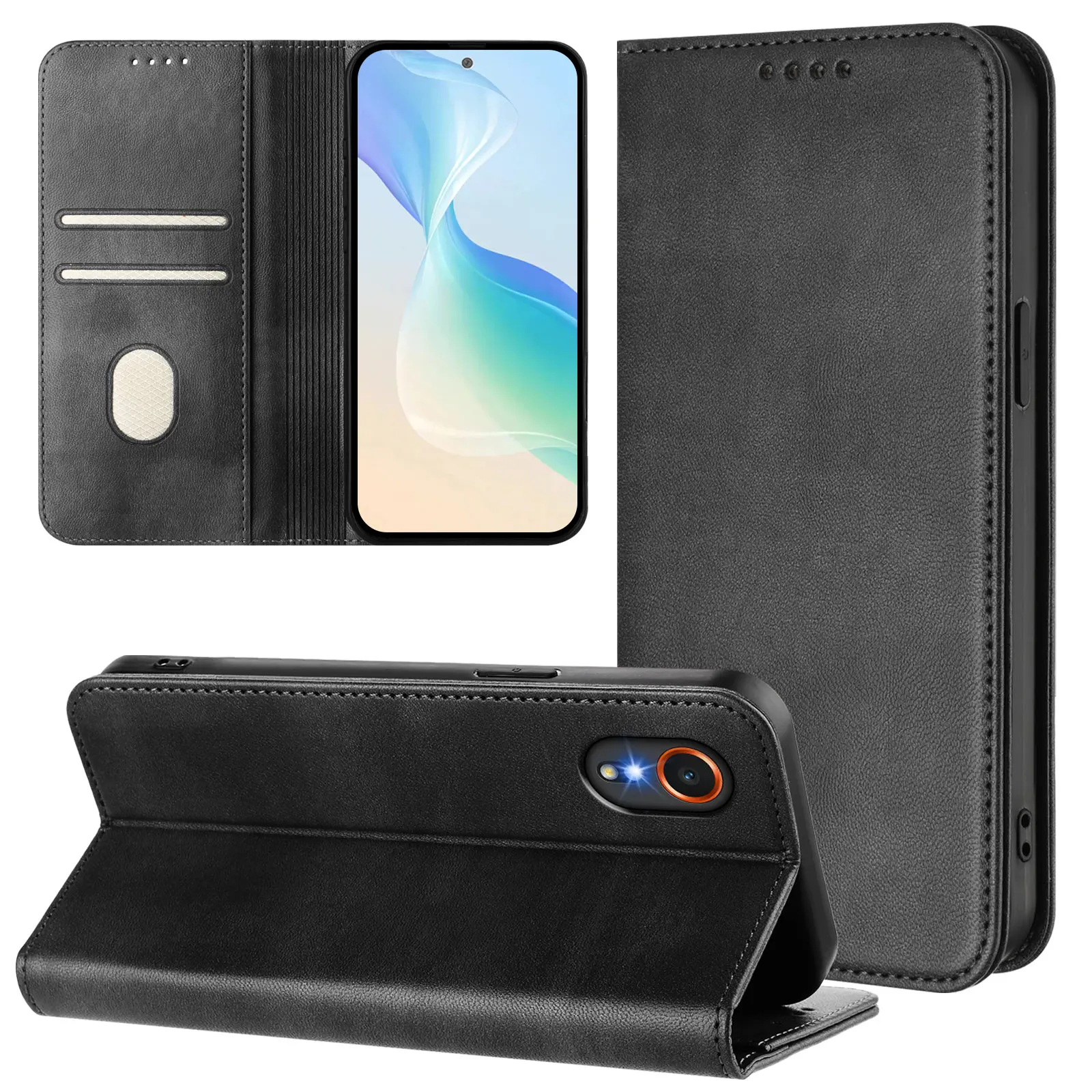 Leather Flip Wallet Book Case - Protective  Cover