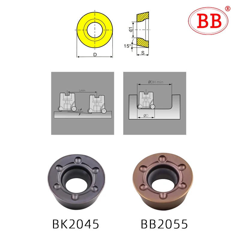 Turning Carbide Inserts BB Carbide Insert RPMT 1204 10T3 RDMT RPMW1003 R5 R6 CNC Machine Indexable Milling Plate Blade Roundness Turning Tool Cermet PCD