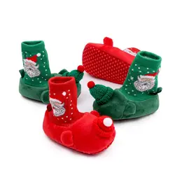 Non-slip Christmas Shoes Casual Cotton Warm Newborn Baby Shoes Santa Claus Flat Sneakers Boys and Girls Baby
