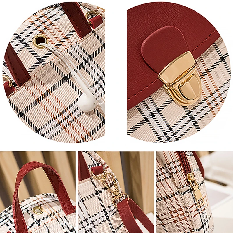Checkered Shoulder Crossbody Bag crossbody bag women handbags for Women Korean Version Mini Backpack Fashionable Buckle
