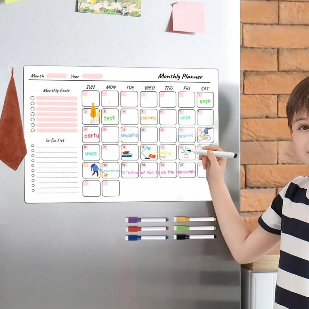 Erasable Refrigerator Planner Erasable Weekly Planner Magnetic Whiteboard Weekly Set 9pcs for Fridge with for Home