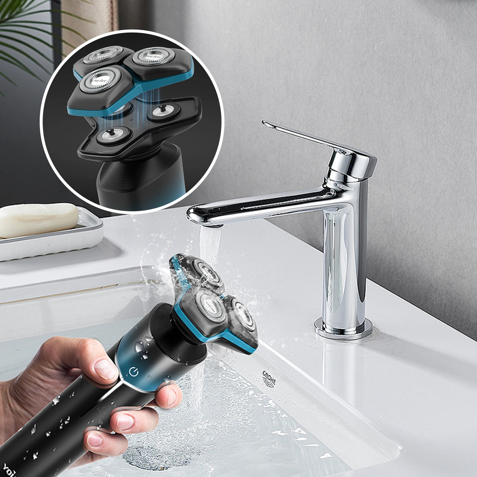 Sejoy Electric Shaver Washable Rechargeable 5 IN 1 Electric Razor Hair Clipper Cutting Shaving Machine for Men Beard Trimmer 5