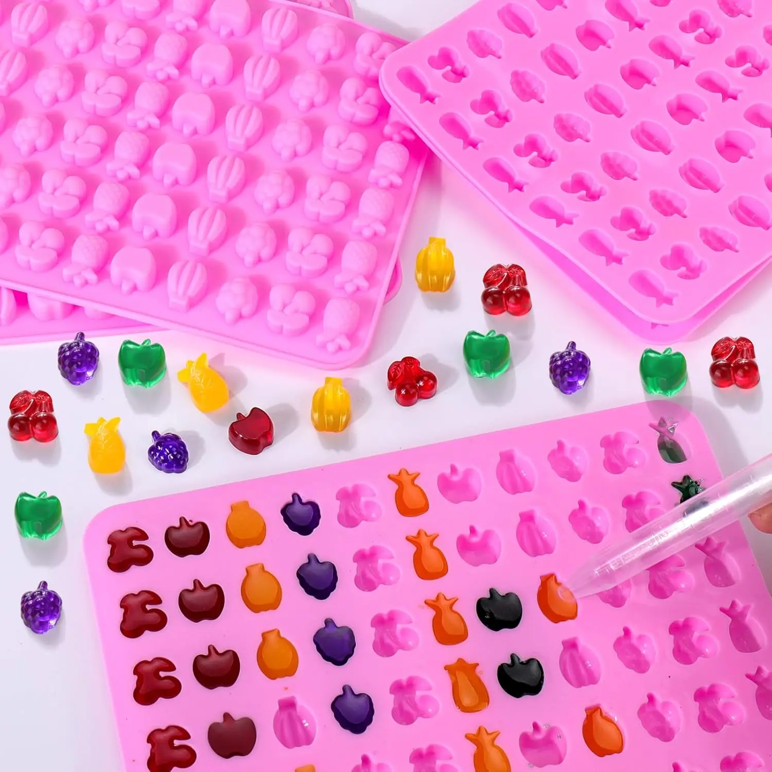 Silicone Gummy Bear Candy Chocolate Molds 5 Pack 50 Cavity to Make Bear Candy for Your Kids BARRETLGQ