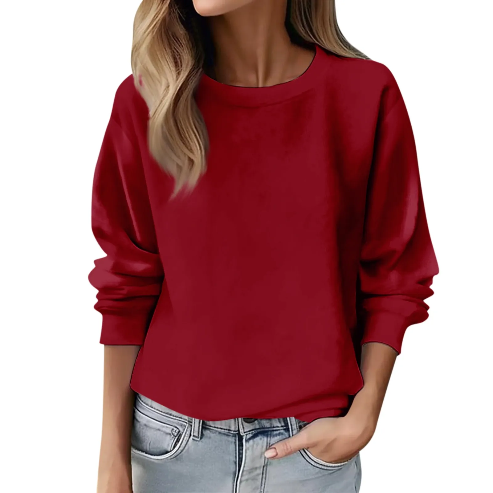 

Women Sweatshirt New Solid O-neck Long Sleeve Hoodie Fashion Ladies Streetwear Slouch Pullover Jumper Tops 6 Colors Size S-XXXL