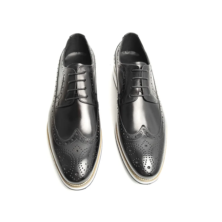 Fashion Brogue Shoe Genuine Cowhide Leather Oxford Style Sneakers Business Leisure Handcraft Dress Shoe