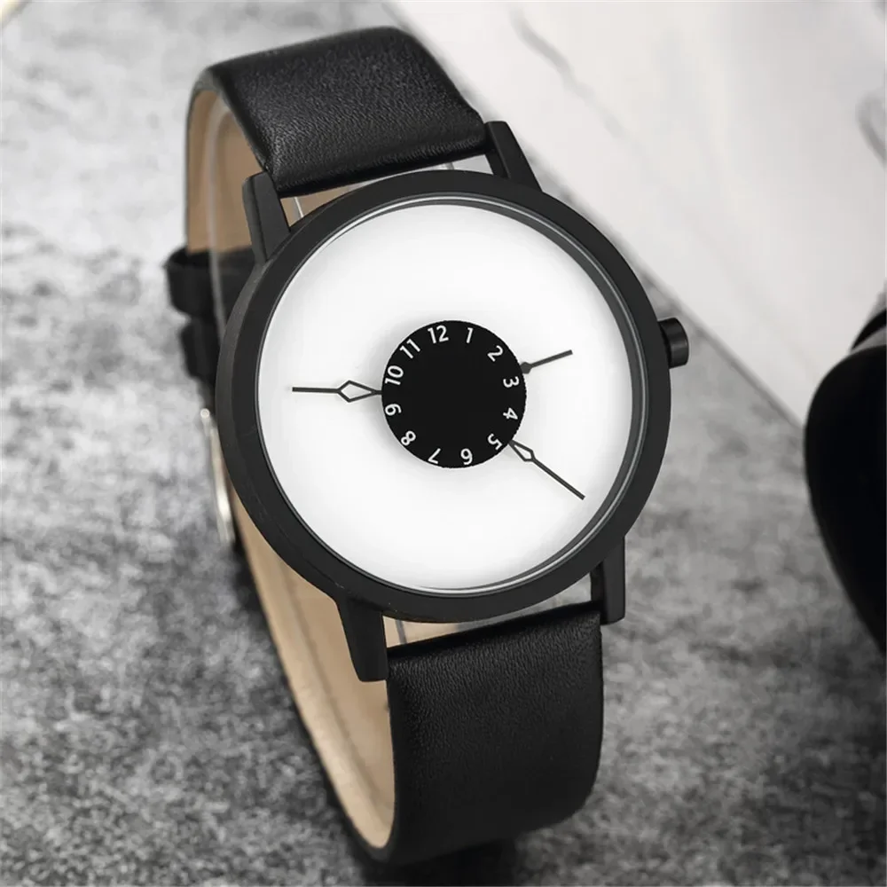 

Fashion Casual Quartz Watches Leather Band New Strap Watch Analog Wrist Watch Sleek Creative Without Digital Dial Clock Relogio
