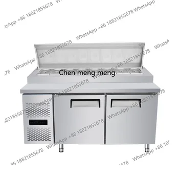 Refrigerated salad fresh-keeping workbench Horizontal cold vegetable fruit display cabinet for commercial use