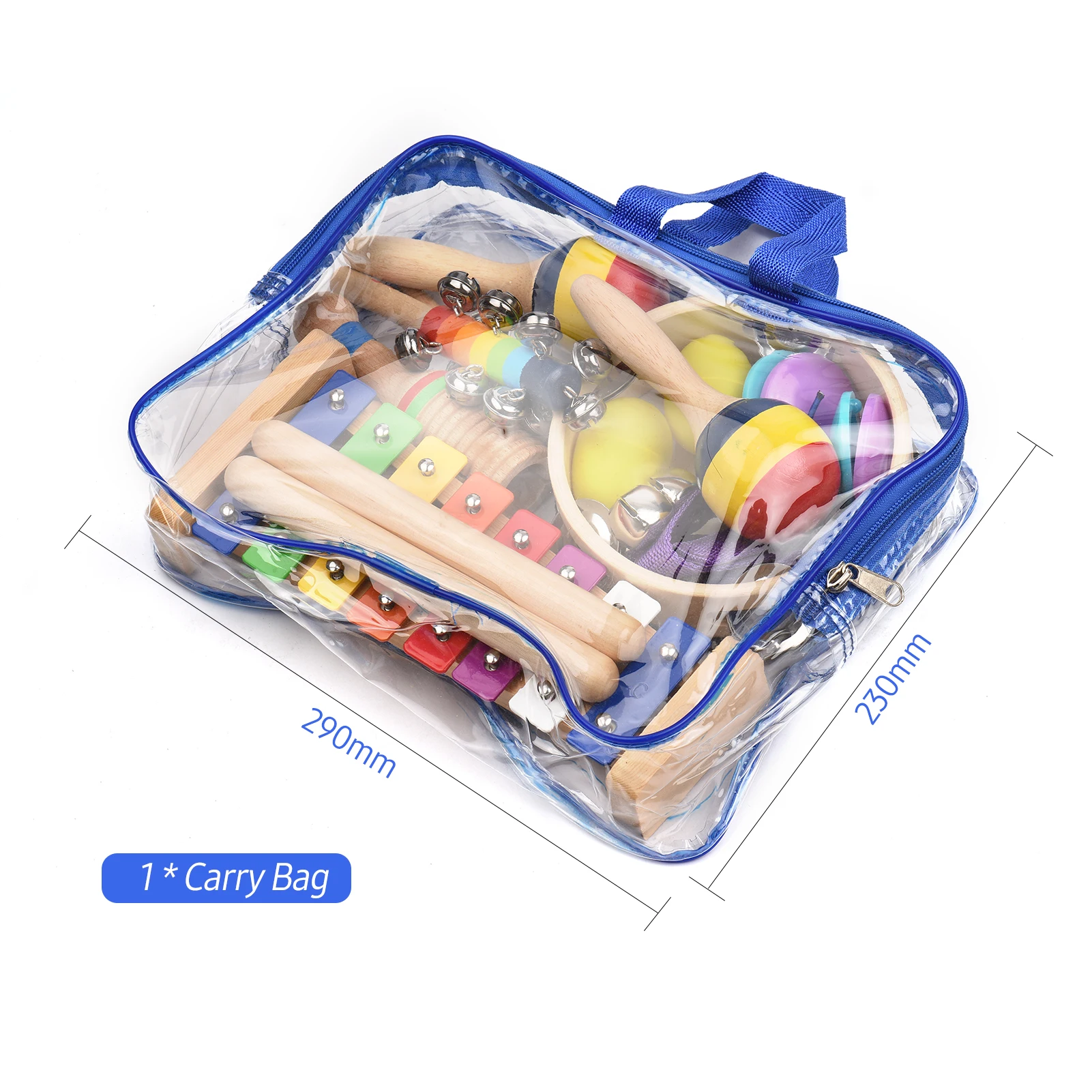 13 PCS Kids Musical Instruments Toys with Carry Bag Colorful Wooden Percussion Instruments Early Education Gifts for Children