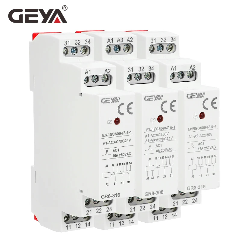 Geya Gr8 Intermediate Relay Ac/dc12v 24v 48v 110v Ac230v Auxiliary