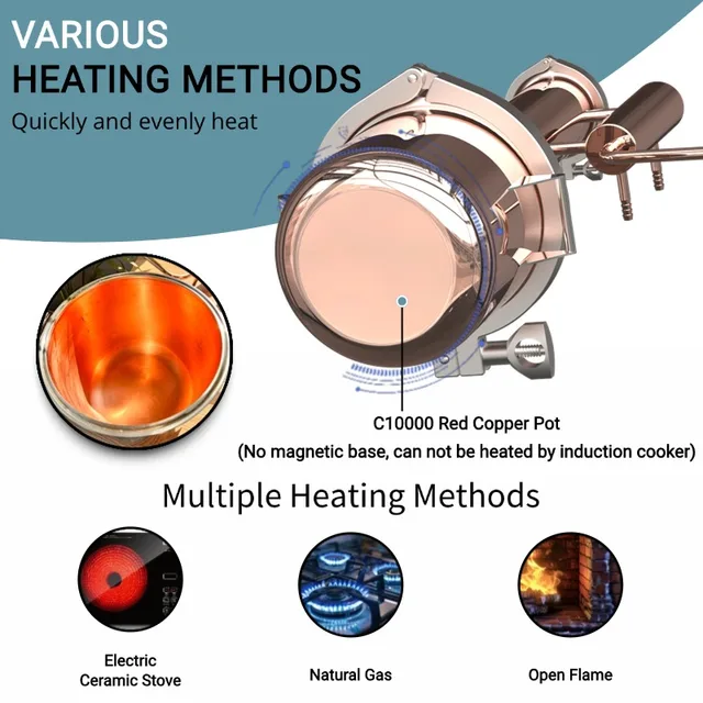 HOOLOO 8L ทองแดง Distiller น้ํามันหอมระเหย Hydrosol Still Home Distiller ไฟโดยตรง Hea อุปกรณ์ DIY จากสมุนไพรพืชและดอกไม้ 3 HOOLOO 8L ทองแดง Distiller น้ํามันหอมระเหย Hydrosol Still Home Distiller ไฟโดยตรง Hea อุปกรณ์ DIY จากสมุนไพรพืชและดอกไม้ 3