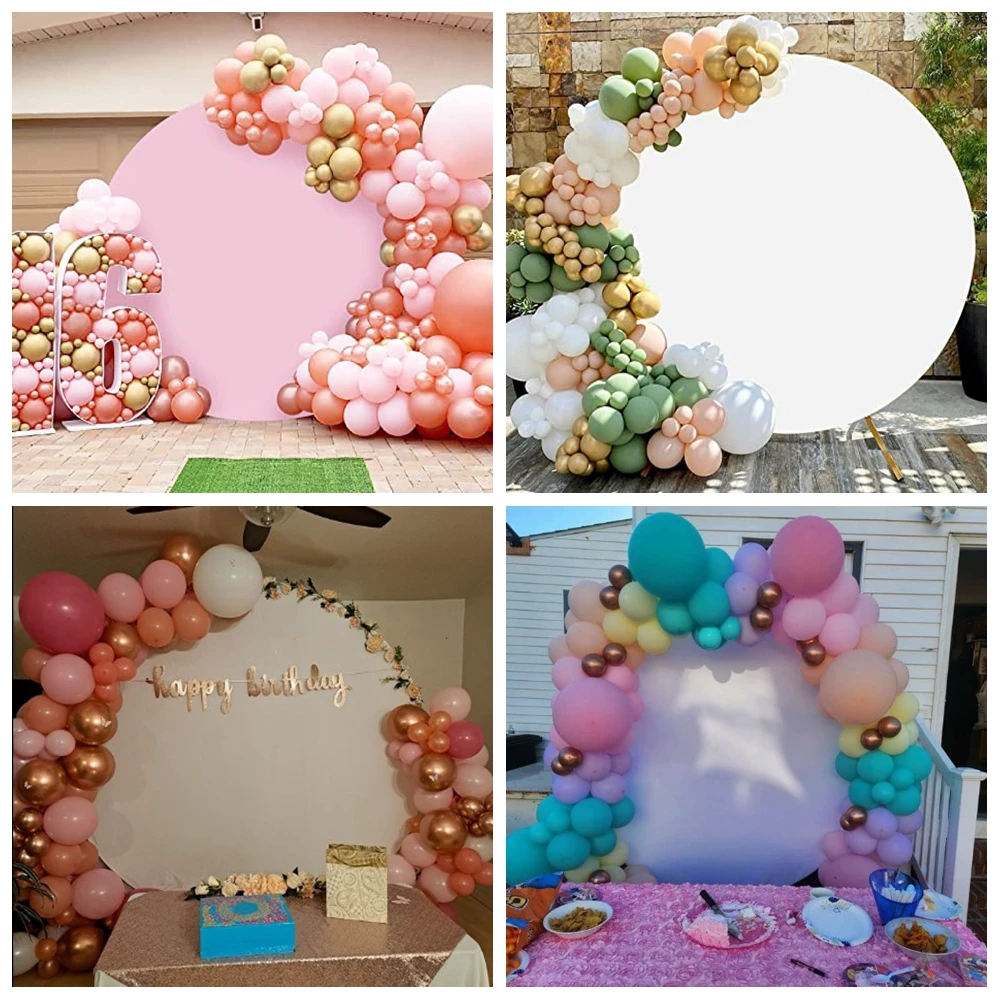 Rodada Elastic Backdrop Cover Branco Cor Pura Cartaz Personalizado Casamento Baby Shower Festa de Aniversário Photo Background - Image 2