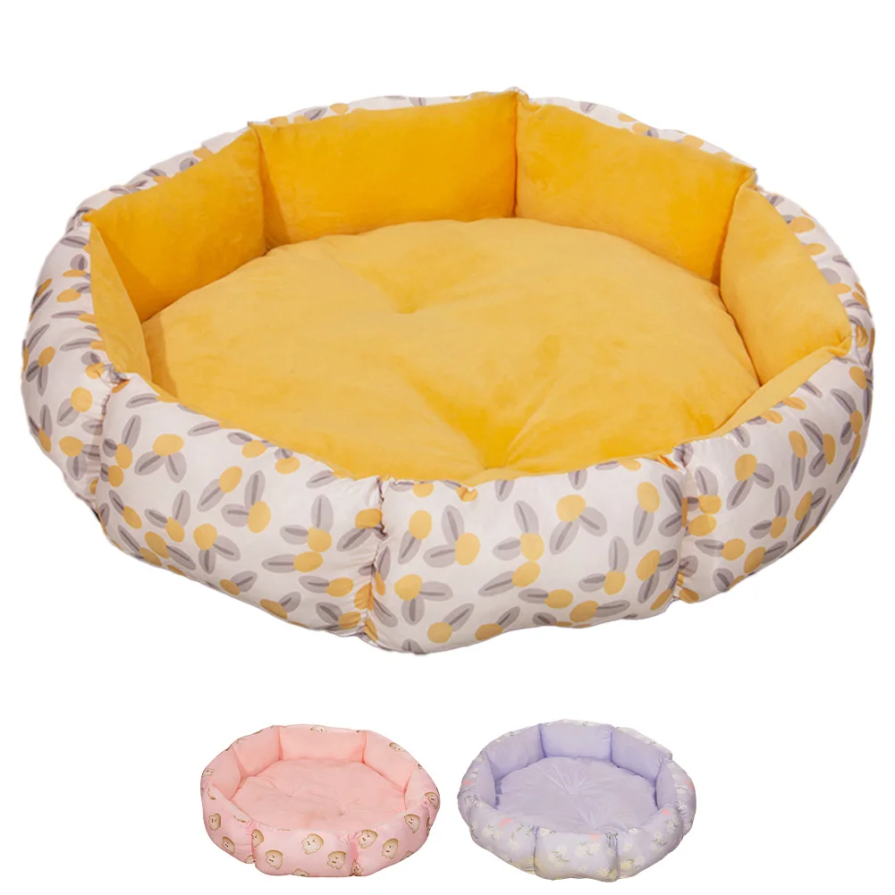 

Round Pet Bed With Bottom No Deformation Super Soft Plush Pet Sleeping Bed Pet Products For Dogs Cats Wholesale