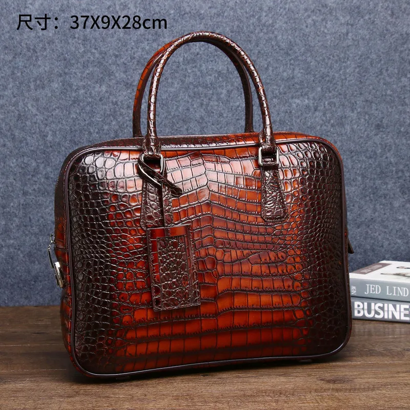 

Crocodile Leather Men's Password Lock Briefcase Business Fashion Handbag File Pack Luxury Brand Portfolio Men Messenger Bag 2024