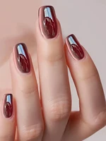 ZH New Years Nails Ancola Red Cat's Eye Gel Nail Polish Nail Art New Burgundy Glass Bead Cat's Eye Gel Autumn And Winter Nail 1