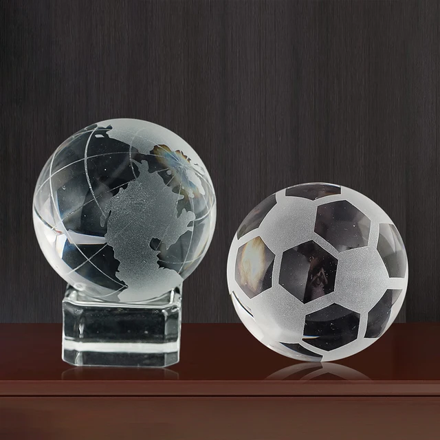 40mm Transparent Crystal Ball Laser Engraving Snow Globe World Earth Planet Football Pattern Glass Art Christmas Room Ornament 1