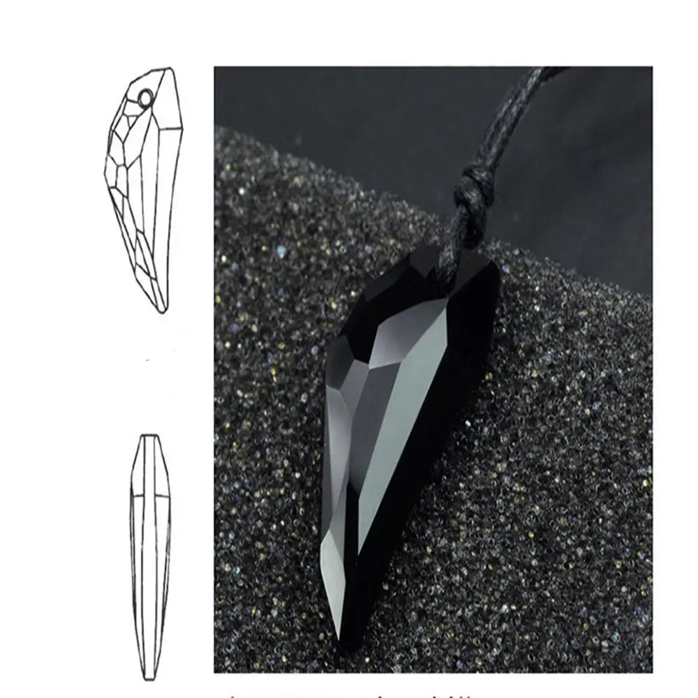 Couple Accessories Adjustable Length Black Sapphire Austrian Crystal 18K Plated Wolf Tooth Pendant Necklace Fine Polished
